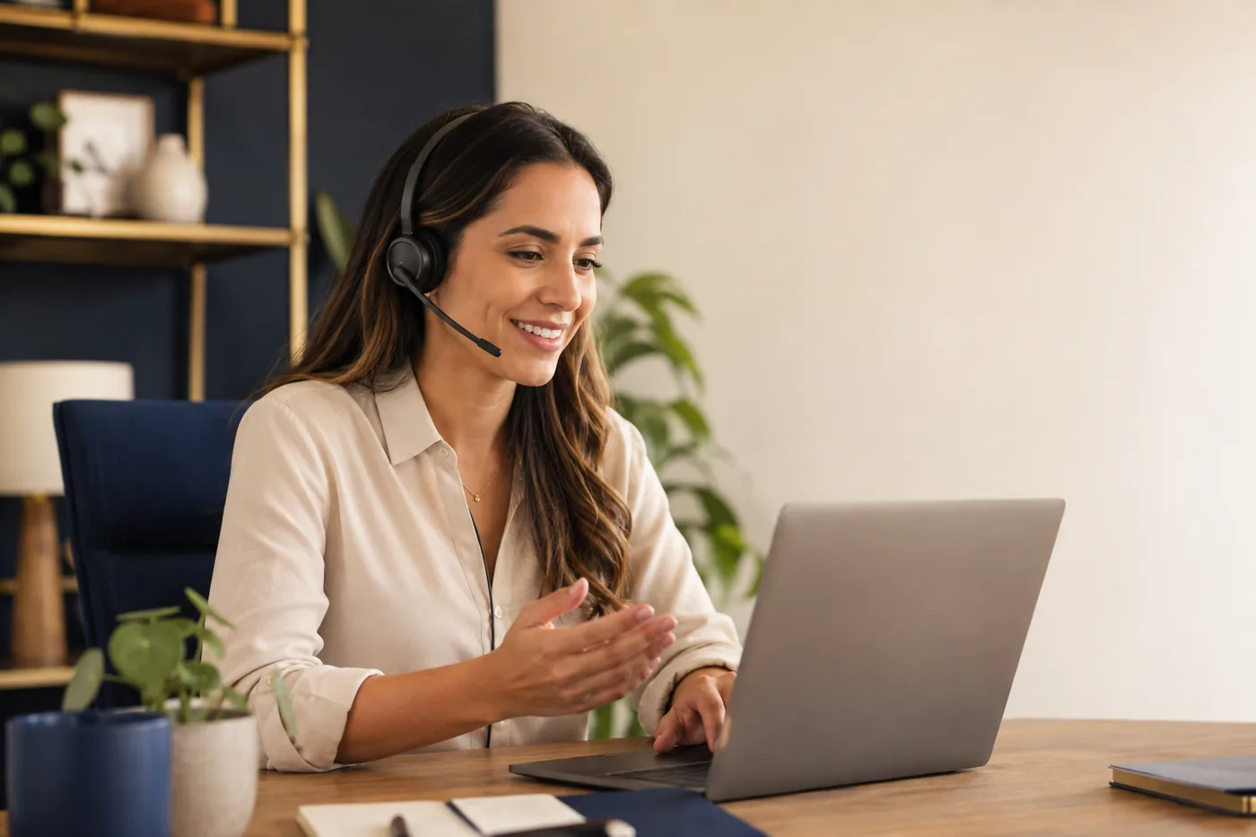 A ChatBilly customer support professional helping a website visitor